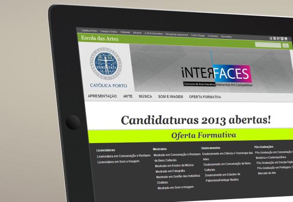 Website da Escola das Artes da Católica Porto