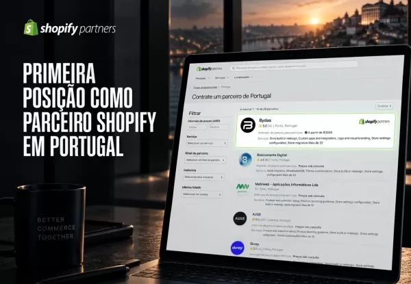 Primeira posição como parceiro Shopify em Portugal