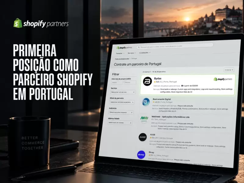 Primeira posição como parceiro Shopify em Portugal